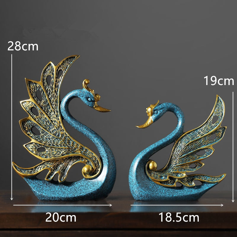 Creative Swan Figurines - Resin Crafts for Bedroom and Living Room Decor