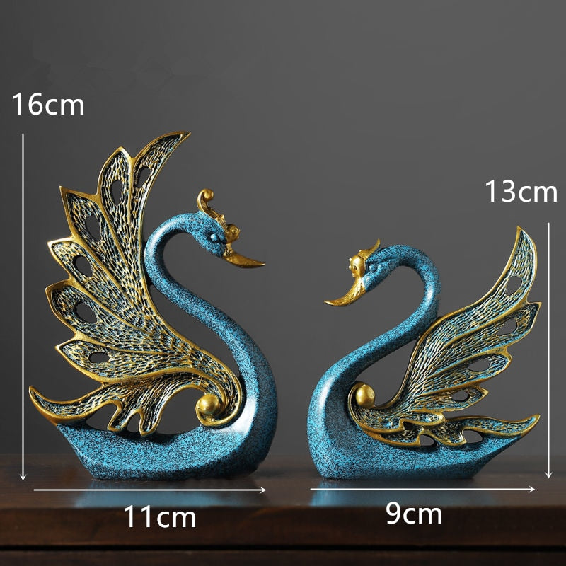 Creative Swan Figurines - Resin Crafts for Bedroom and Living Room Decor