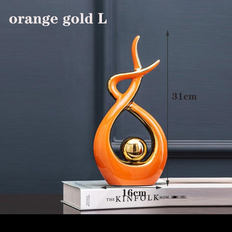 Modern Abstract Art Statue: Ceramics Statue Figurine for Home Decor, Unique Ornaments and Sculpture Decoration for Living Room Table Centerpiece