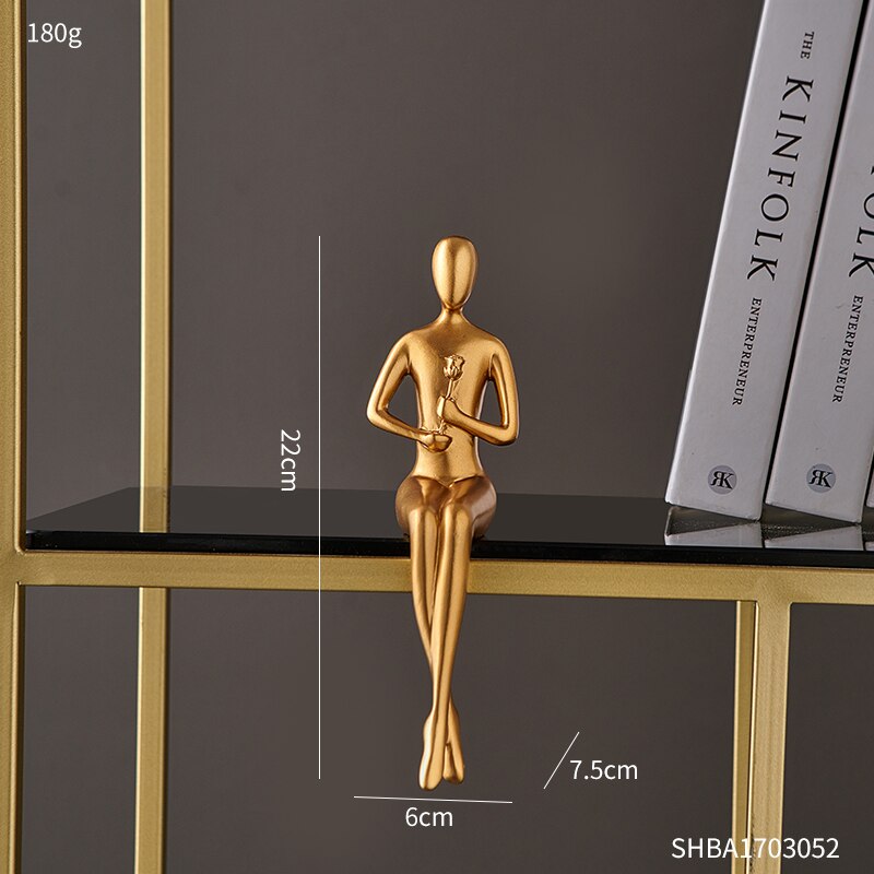 Modern Abstract Golden Resin Sculpture - Desk Accessories for Home Decor in Nordic Style