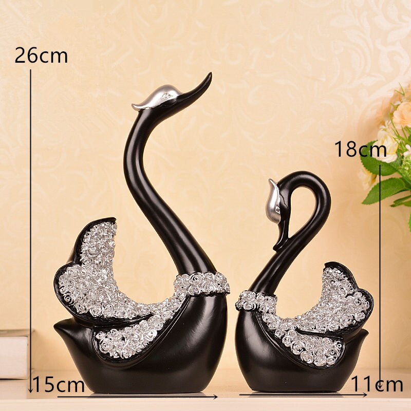 Creative Swan Figurines - Resin Crafts for Bedroom and Living Room Decor