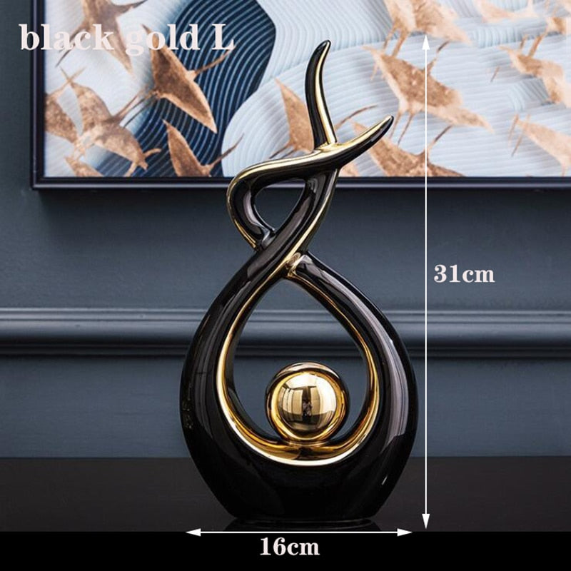 Modern Abstract Art Statue: Ceramics Statue Figurine for Home Decor, Unique Ornaments and Sculpture Decoration for Living Room Table Centerpiece