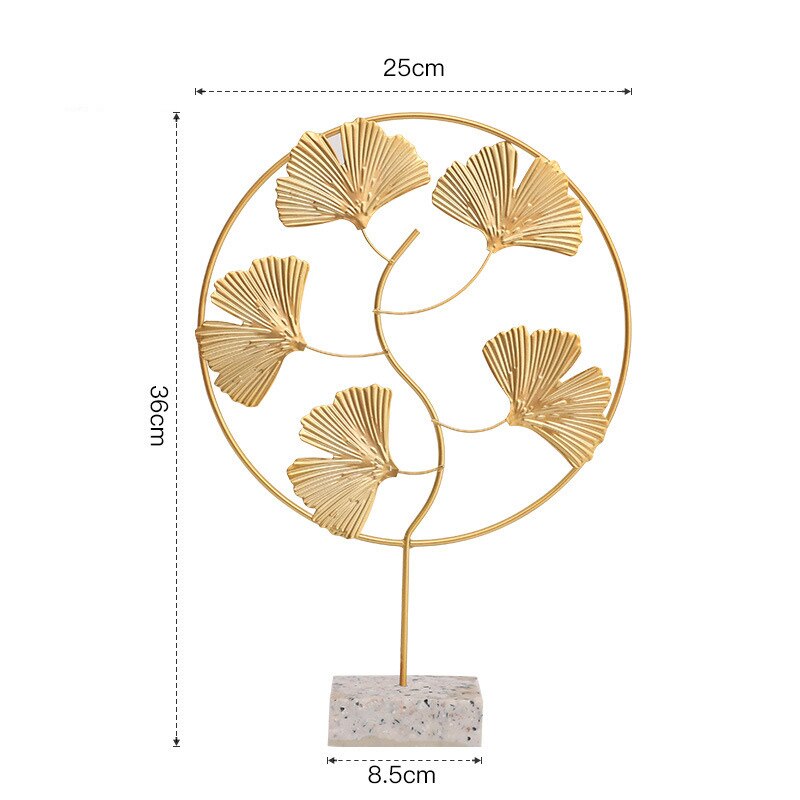 Nordic Creative Golden Ginkgo Leaf Ornaments - Modern Crafts for Living Room Decor and Home Decoration