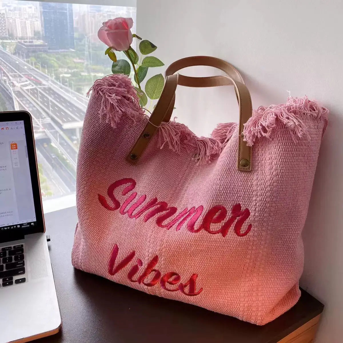 Canvas Women Handbags | Large Tote Beach Bag | Shopping Bags | Underarm Shoulder Bag for Female | Casual Canvas Beach Bags ShopOnlyDeal