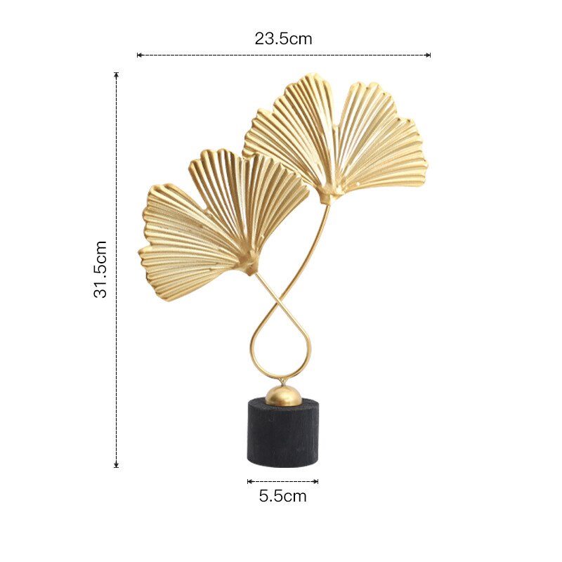 Nordic Creative Golden Ginkgo Leaf Ornaments - Modern Crafts for Living Room Decor and Home Decoration