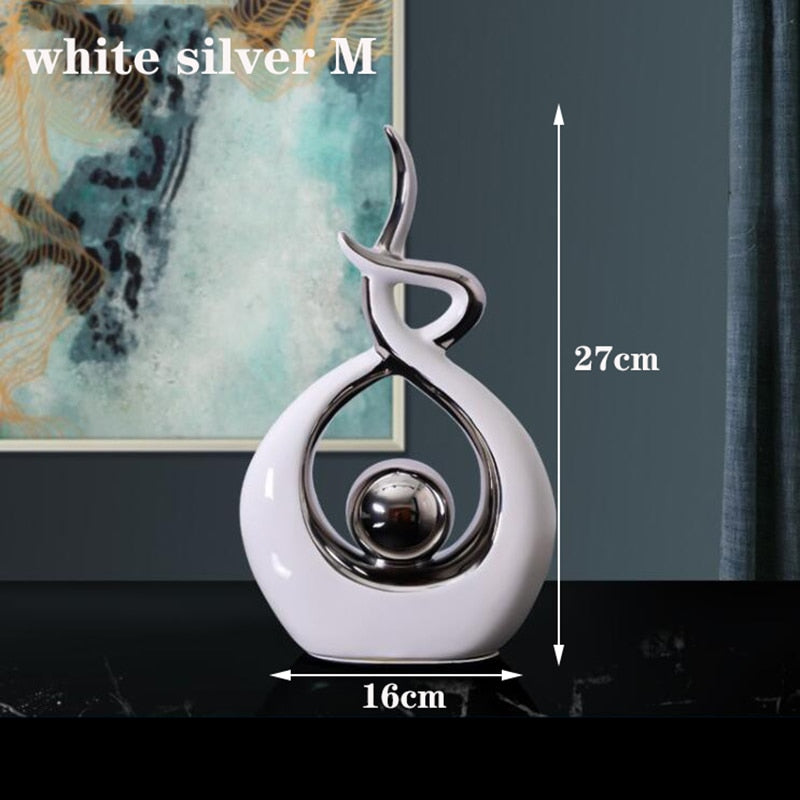 Modern Abstract Art Statue: Ceramics Statue Figurine for Home Decor, Unique Ornaments and Sculpture Decoration for Living Room Table Centerpiece