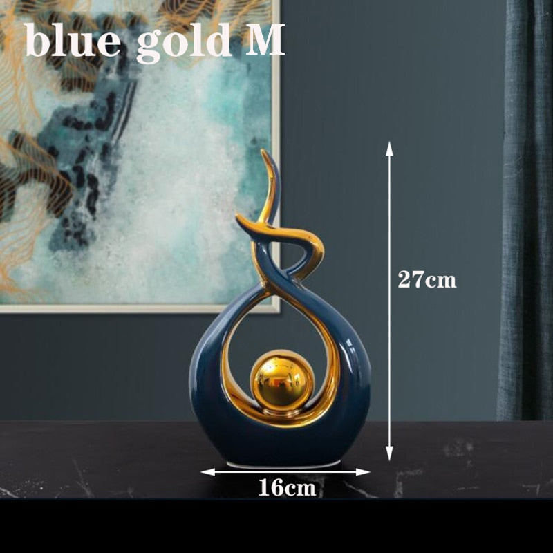 Modern Abstract Art Statue: Ceramics Statue Figurine for Home Decor, Unique Ornaments and Sculpture Decoration for Living Room Table Centerpiece