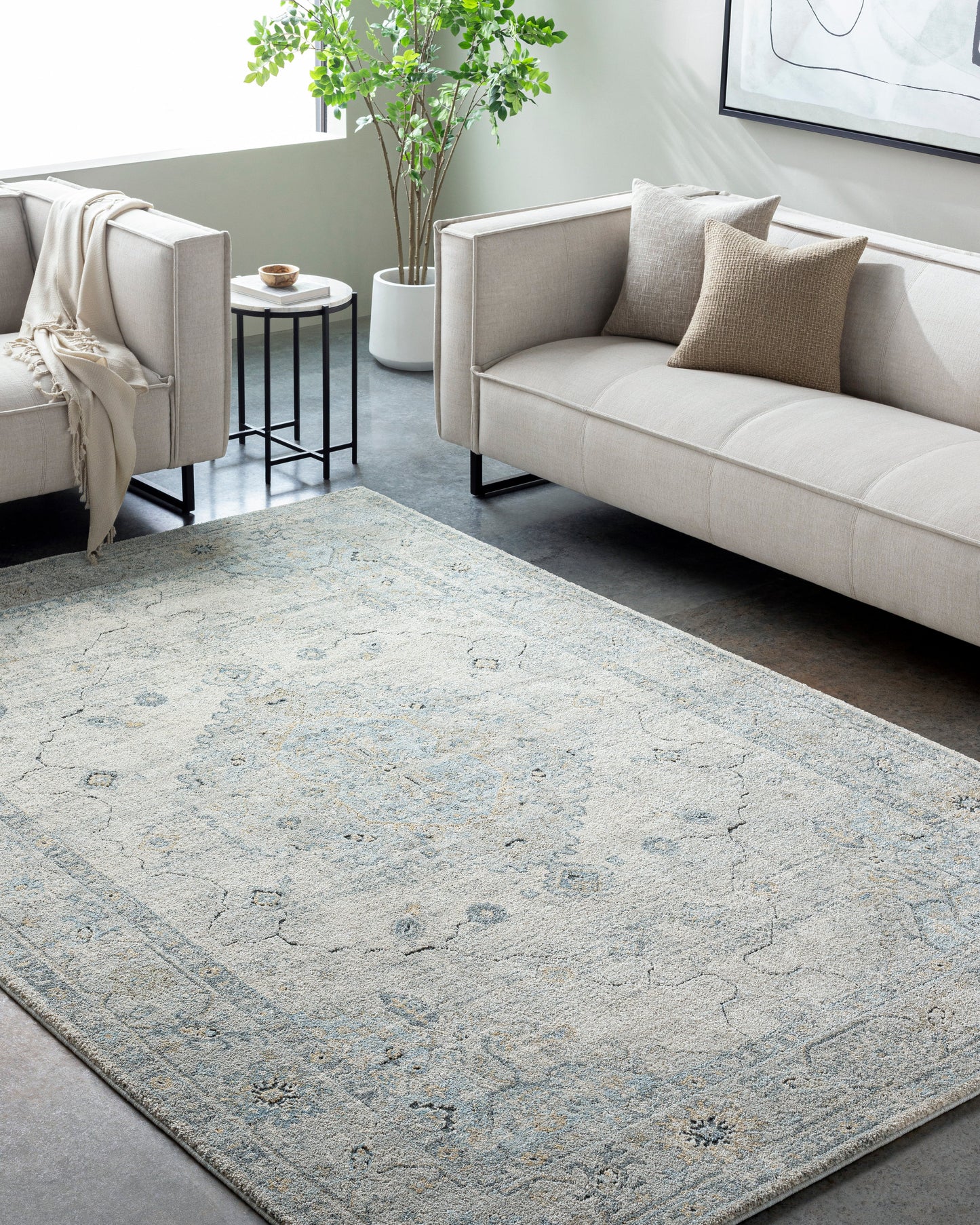 Avellino AVL-2314 Rug- Beige, Blue, Gray