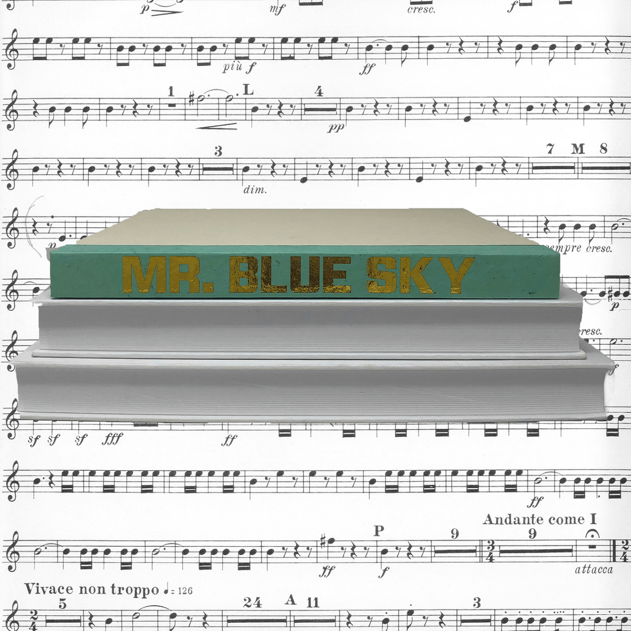 Blu Books - Gold Lettered Song Title on Robins Egg Blue Decor e-lawrence-GL-SONG-COLOR-RE-XL
