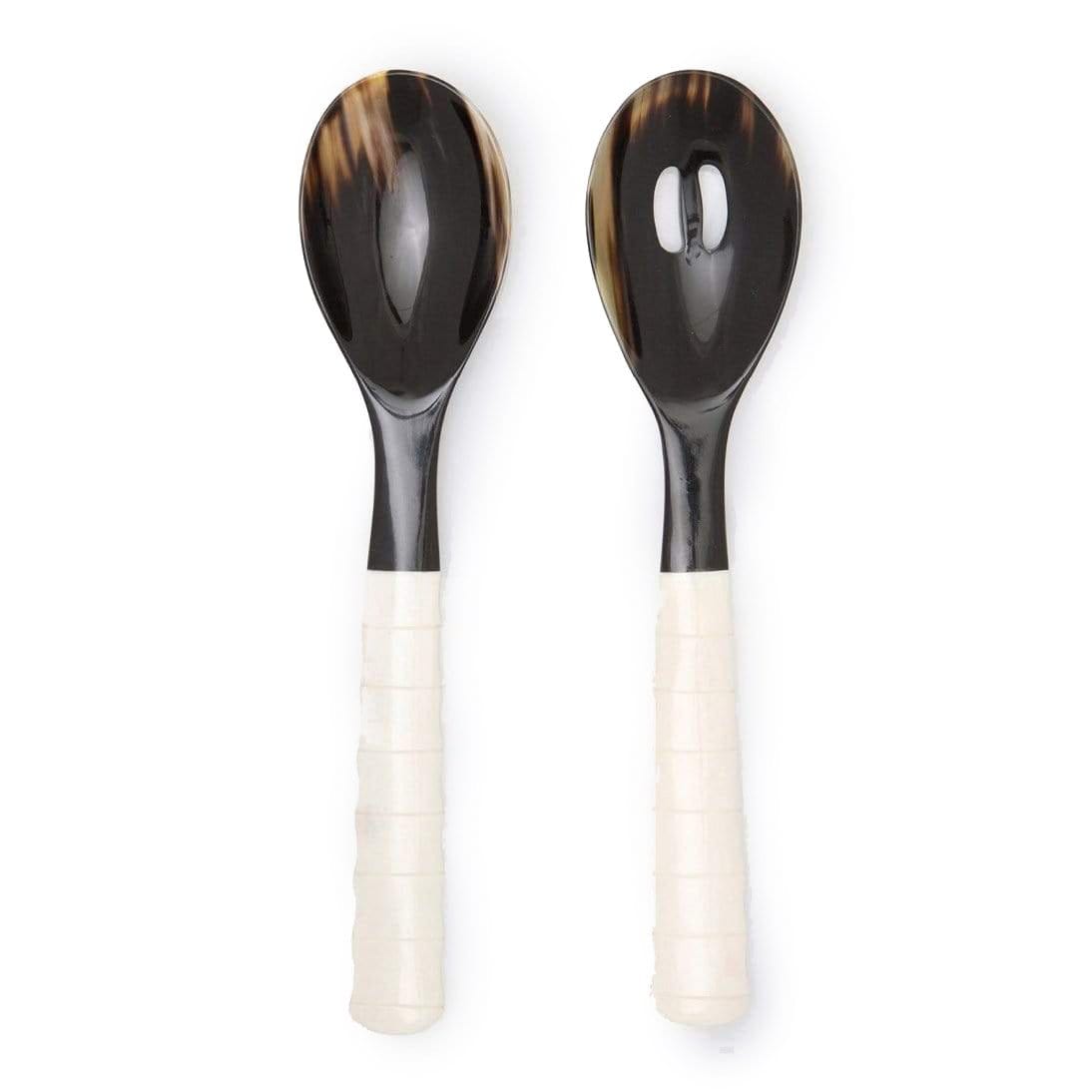 Blue Pheasant Halette Mixed Black Natural 2-Piece Serving Spoon Set