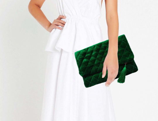 Olive Green Velvet Monogram Purse