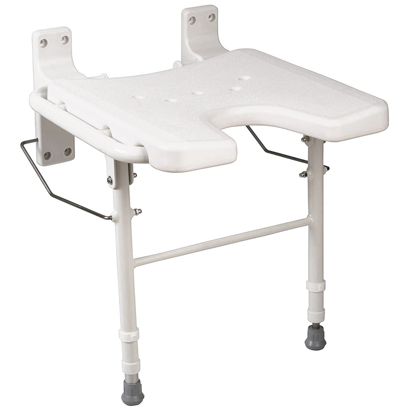 Wall Mount Fold Away Bath Chair Shower Seat Bench Adjustable Legs