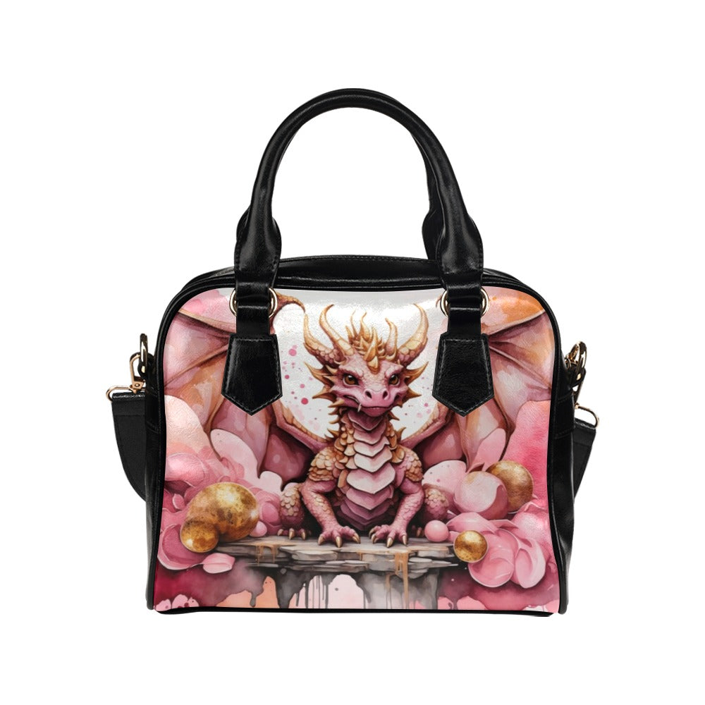 Pink and Gold Dragons Purse Bowler Handbag