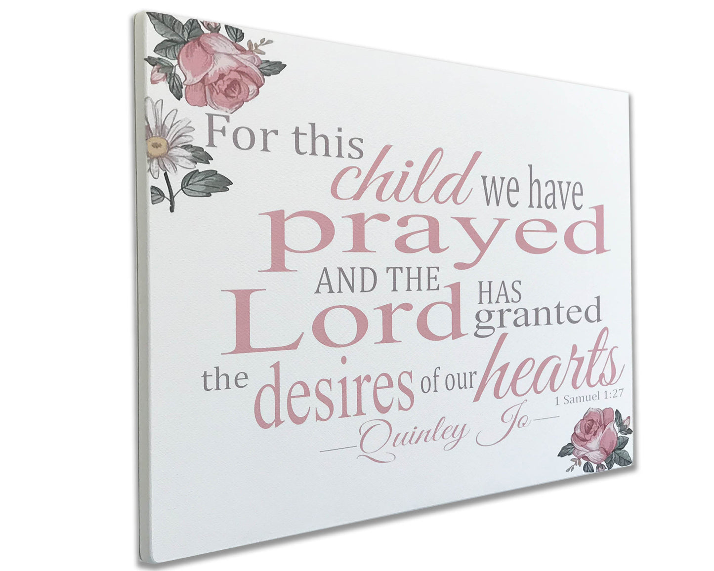 For This Child We Have Prayed Girls Nursery Wood Canvas Sign
