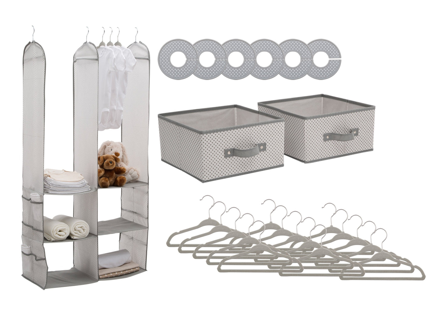 Delta Children Grey (063) 48-Piece Nursery Storage Set Silo, b2b