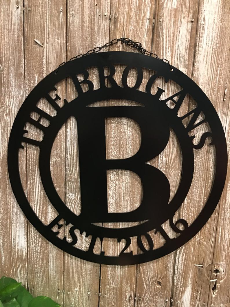 Family Name Decor Sign - 24" Wall or Door Decor - Customize Top, Middle & Bottom - Free Shipping