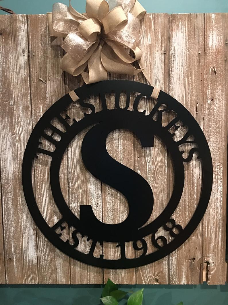 Family Name Decor Sign - 24" Wall or Door Decor - Customize Top, Middle & Bottom - Free Shipping