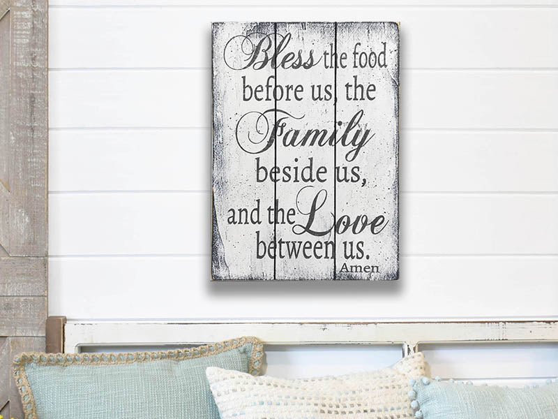 Bless The Food Wood Sign Kitchen Dining Room Decor