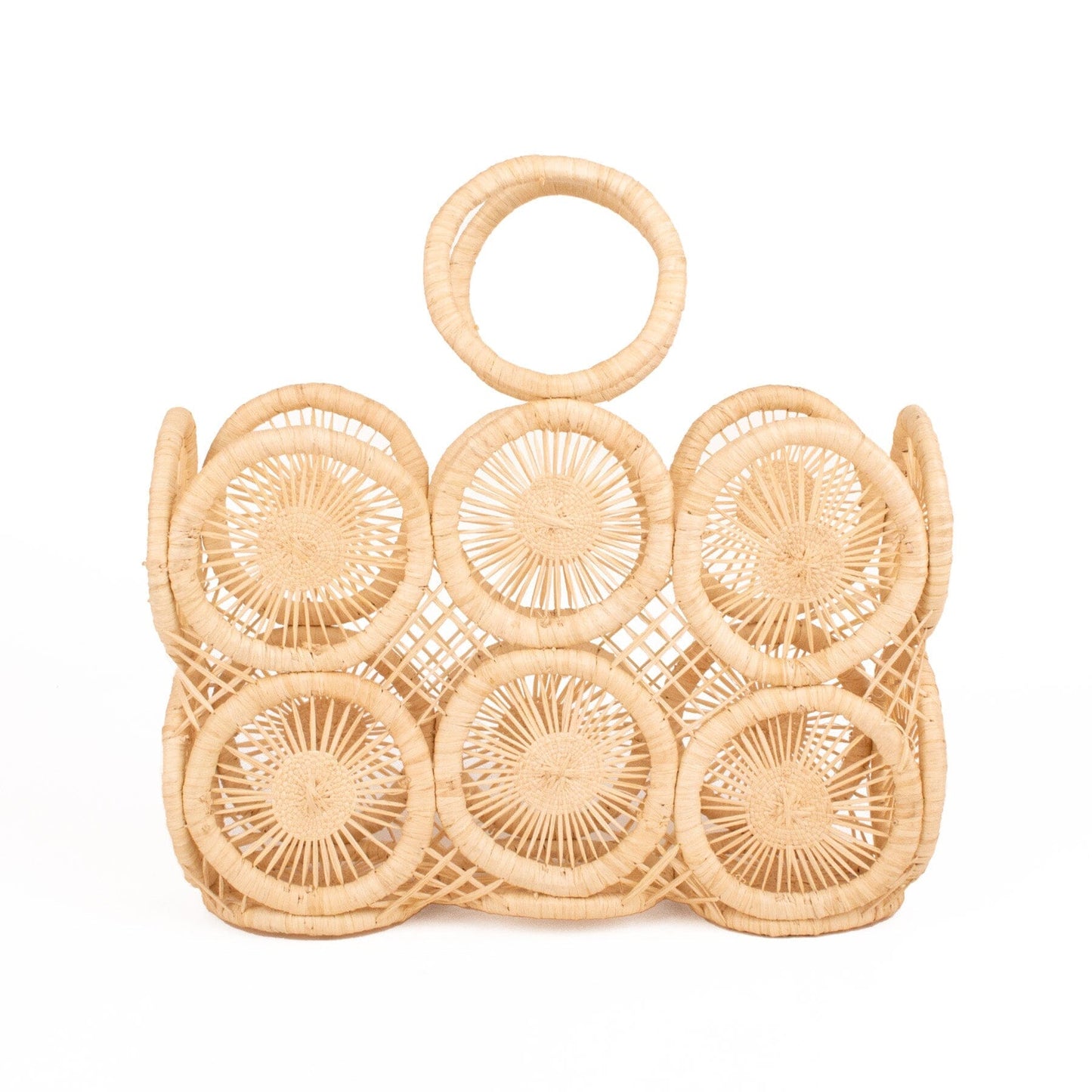 Neutral Handbag - Raffia Hoops