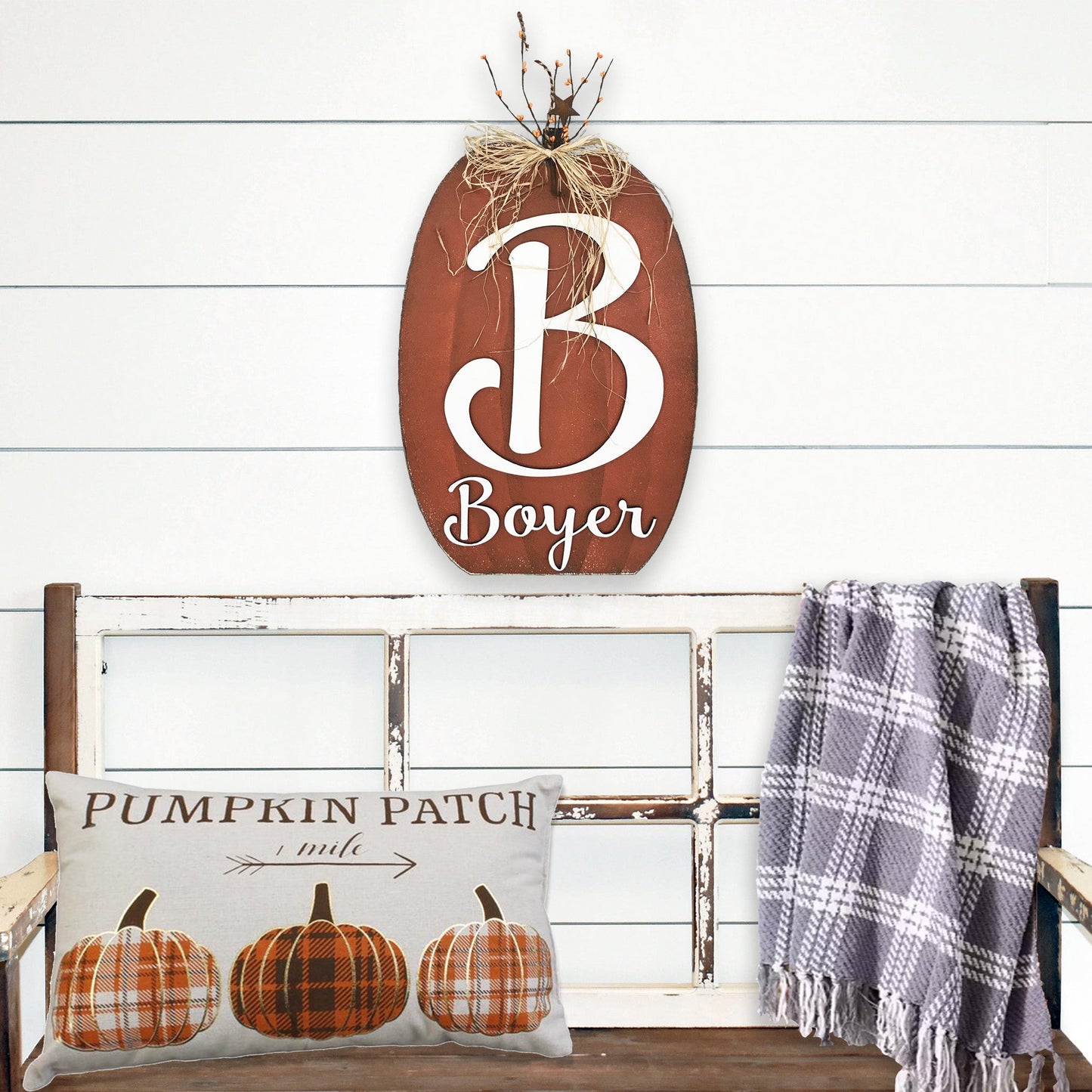 Personalized Pumpkin Wood Fall Autumn Decor