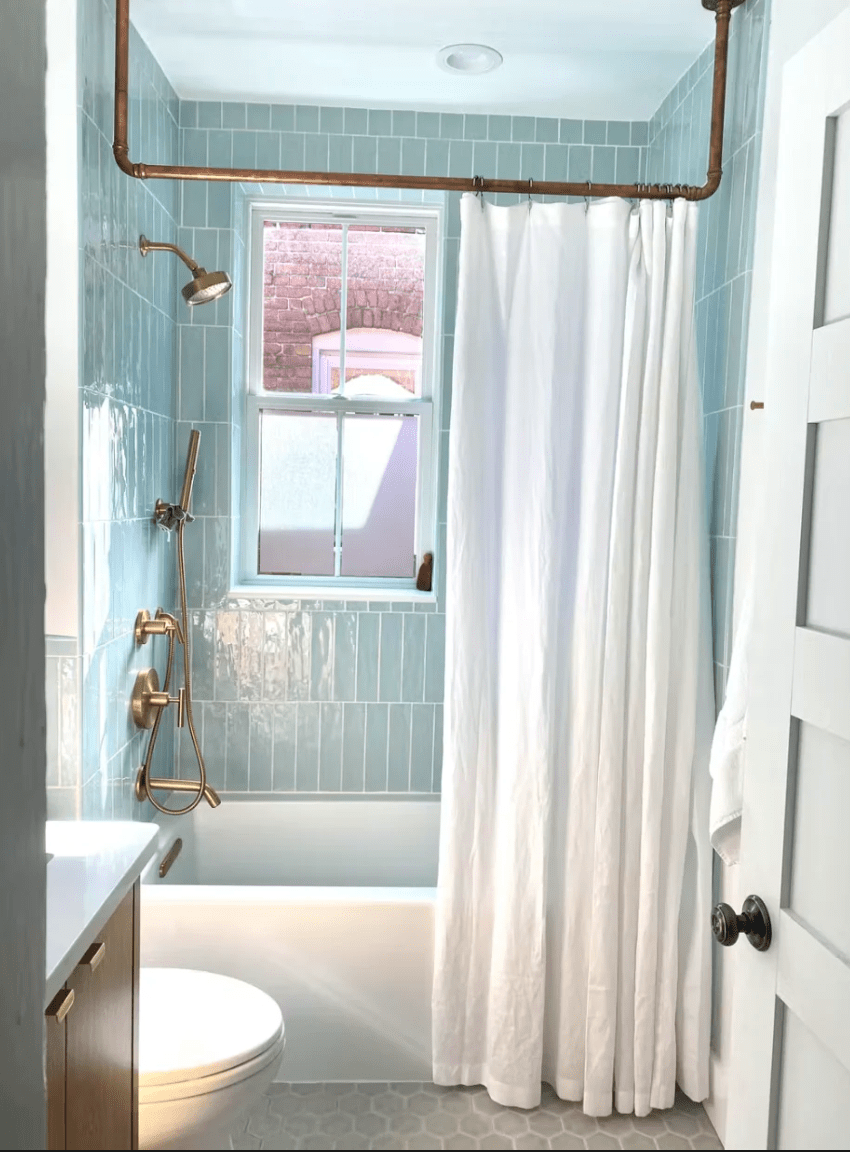 White & Off-White Linen Shower Curtain - Extra Long Linen Simple Bathroom Panel – Customs Size. 80", 90". and 96" Height