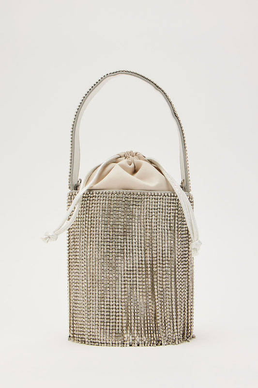Untouchable Rhinestone Handbag - Silver