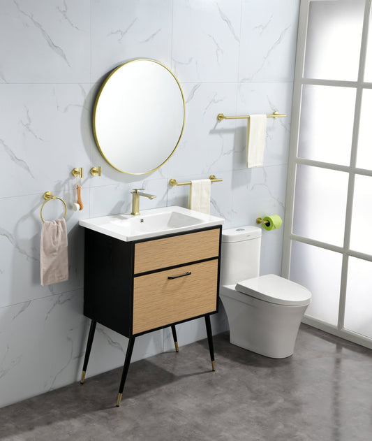 6-Pieces Brushed Gold Bathroom Hardware Set Stainless Steel Round