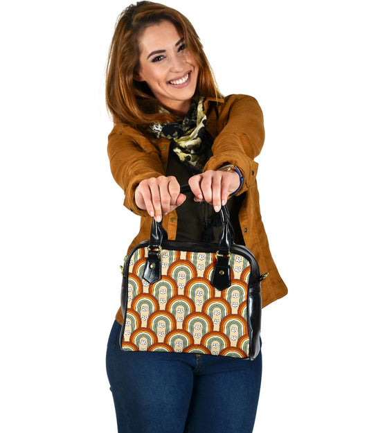Boho Rainbow Daisy | Leather Shoulder Bag
