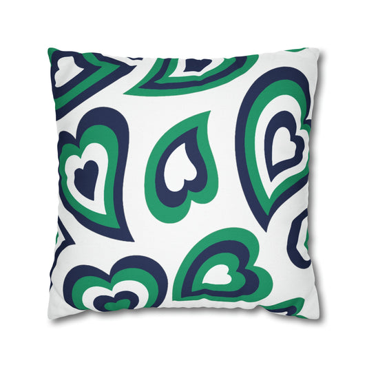 Retro Heart Pillow - Navy and Green, Heart Pillow, Hearts, Valentine's Day, FCGU, Bed Party Pillow, Sleepaway Camp Pillow, Camp