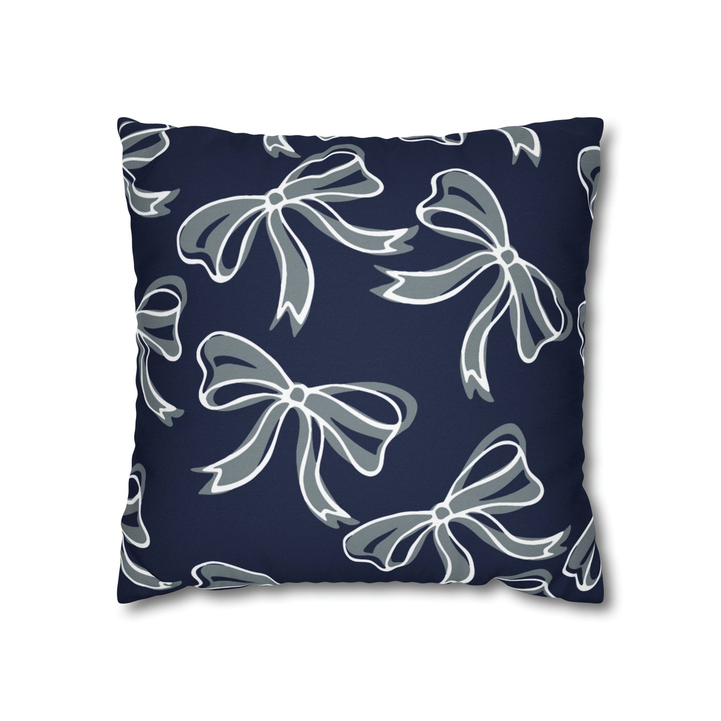 Trendy Bow College Pillow Cover - Dorm Pillow,Graduation Gift,Bed Party Gift,Acceptance Gift,College Gift, UConn, Monmouth, navy and grey