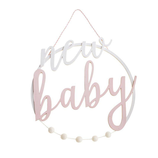 Mud Pie New Baby Pink Door Hanger