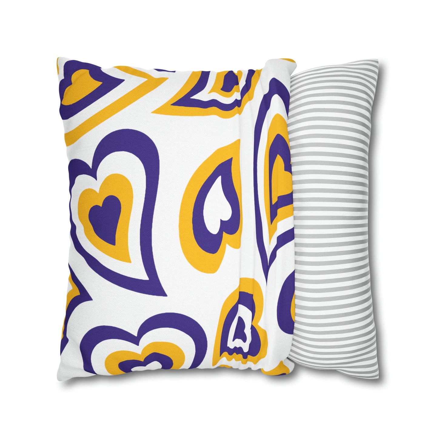 Retro Heart Pillow Cover - Heart Pillow Cover, Hearts, LSU Tigers ,Bed Party Pillow Cover, Sleepaway Camp Pillow Cover, Camp, Grad Gift,