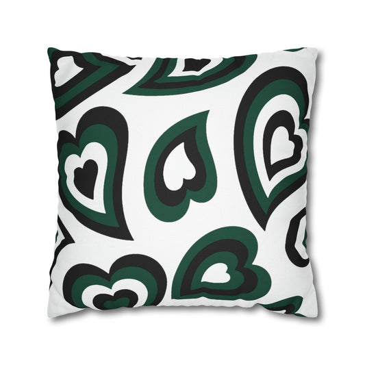 Retro Heart Pillow - Green and Black, Heart Pillow, Hearts, Valentine's Day, Michigan State, Bed Party Pillow, Sleepaway Camp Pillow, Camp