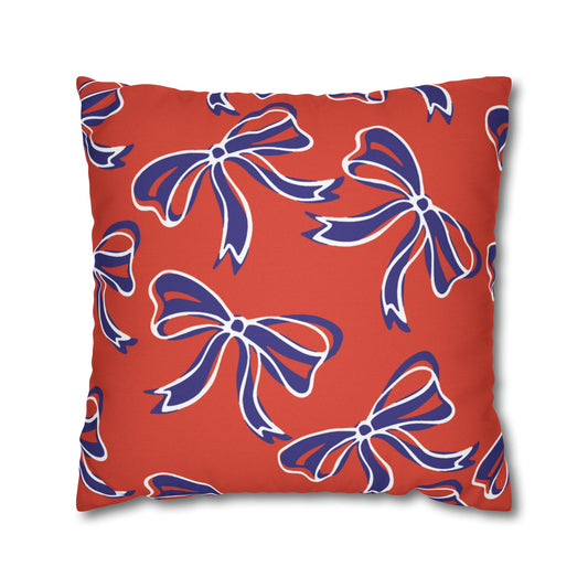 Trendy Bow College Pillow Cover - Dorm Pillow, Graduation Gift, Bed Party Gift, Acceptance Gift, College Gift, Clemson, Orange & Purple