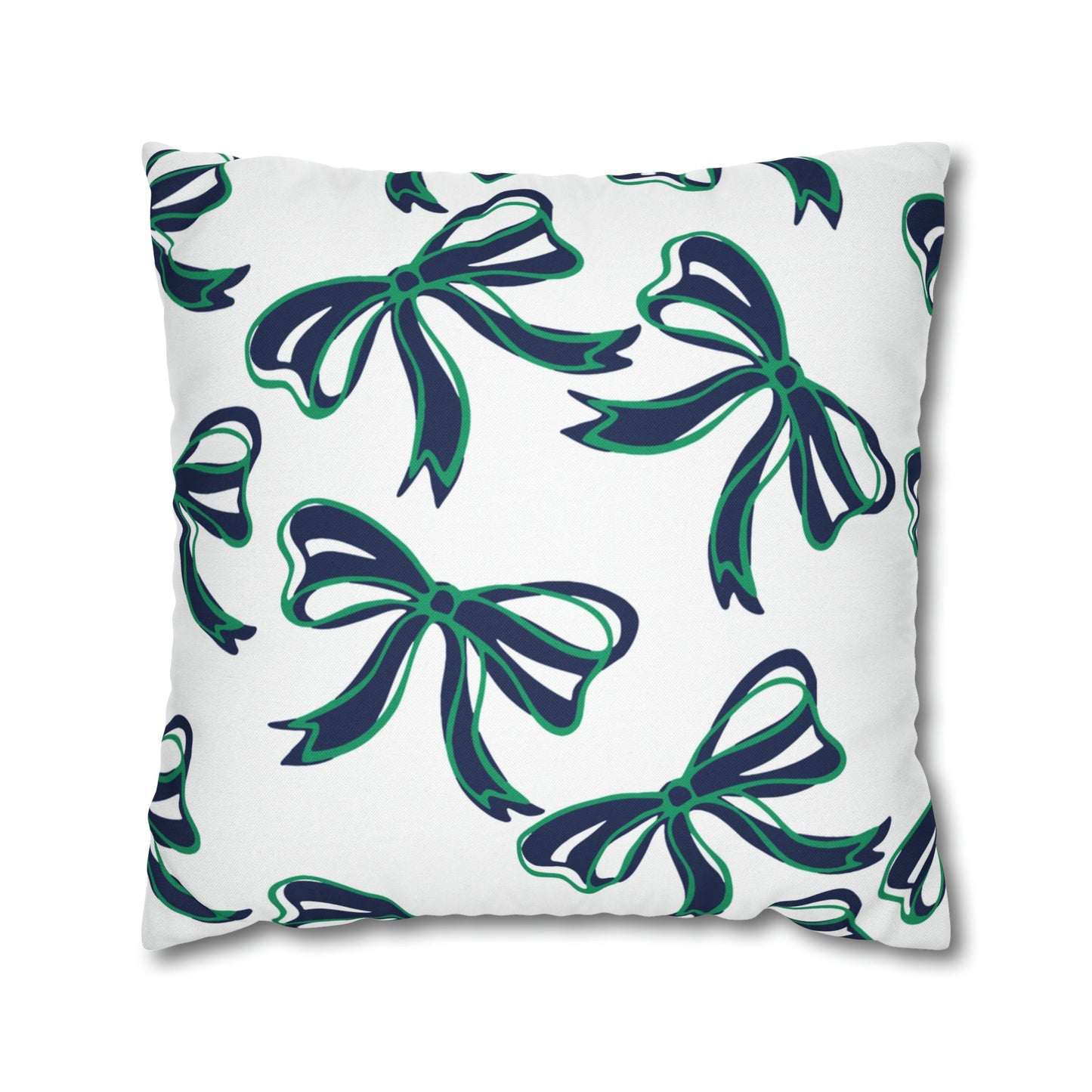 Trendy Bow College Pillow Cover - Dorm Pillow, Graduation Gift,Bed Party Gift,Acceptance Gift,College Gift, Notre Dame, navy and green