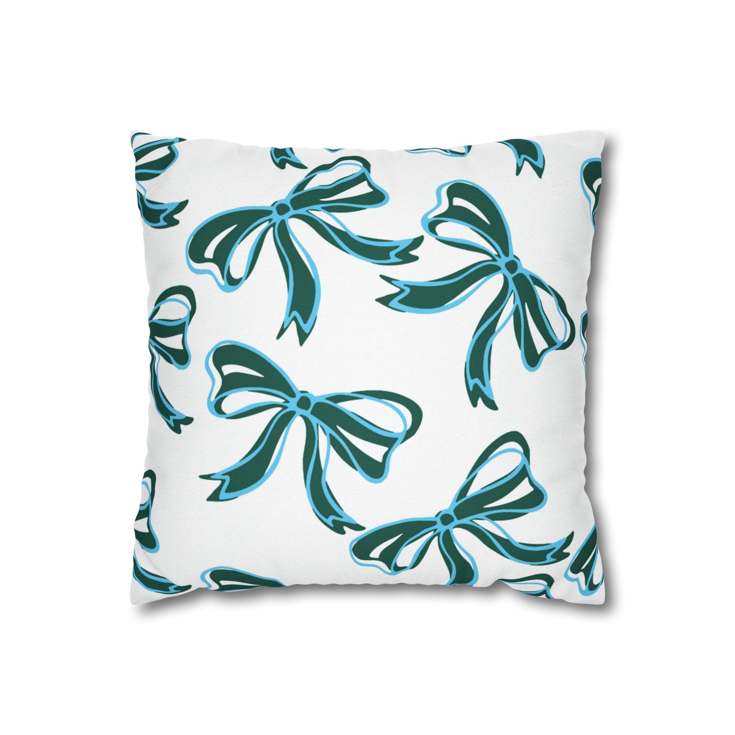 Trendy Bow College Pillow Cover - Dorm Pillow, Graduation Gift, Bed Party Gift, Acceptance Gift, College Gift, Tulane,Roll Wave,Blue & Green