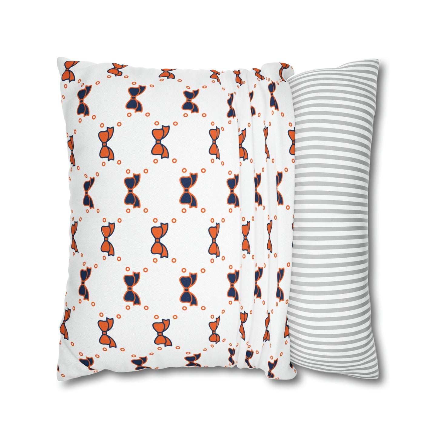 Pretty Little Bow Pillow Cover - Dorm Pillow,Bow Pillow,Bed Party Gift,Acceptance Gift,Camp Gift, College Gift, Bow Aesthetic, Navy & Orange, Syracuse