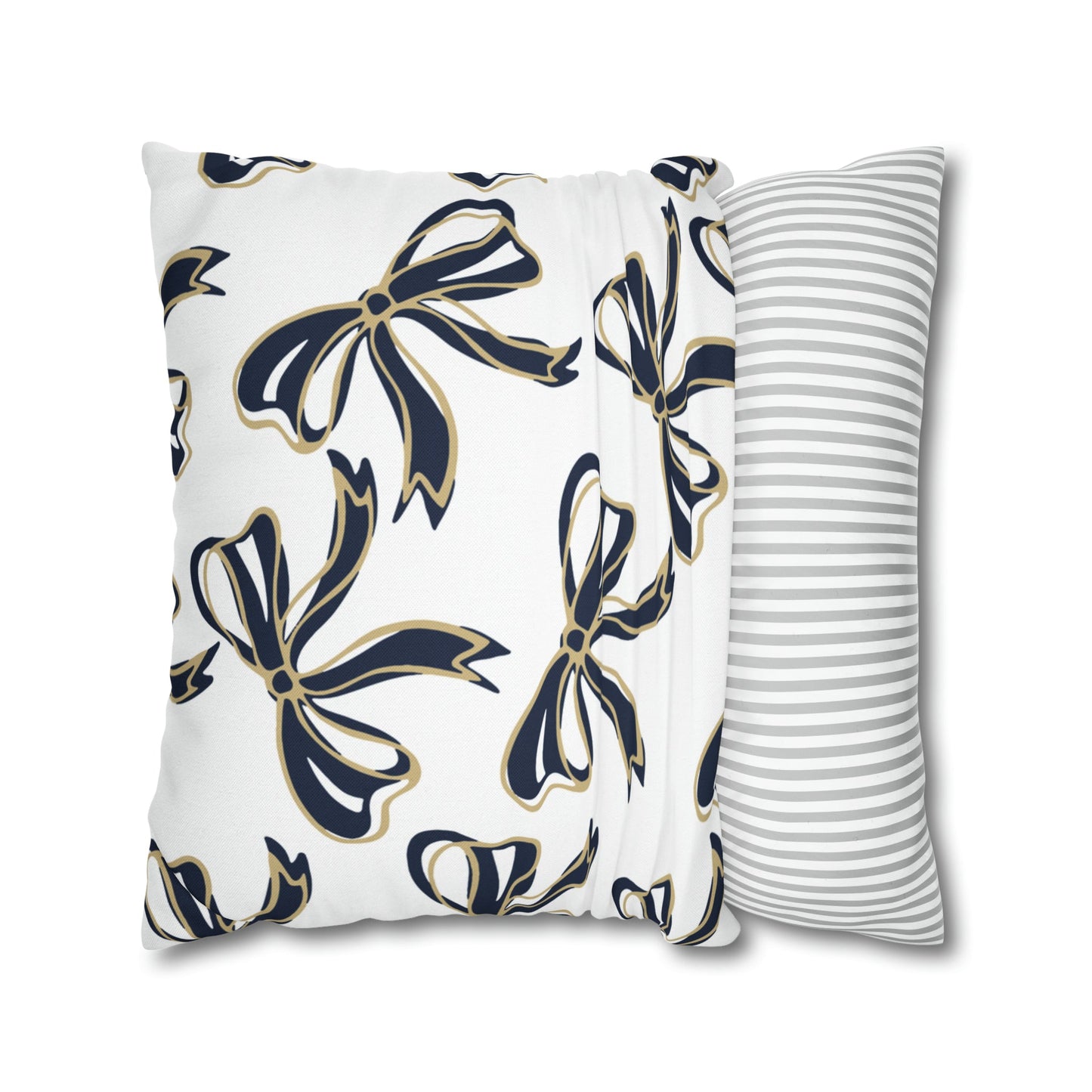 Trendy Bow College Pillow Cover - Dorm Pillow, Graduation Gift, Bed Party Gift, Acceptance Gift, College Gift, GW University, Navy & Gold