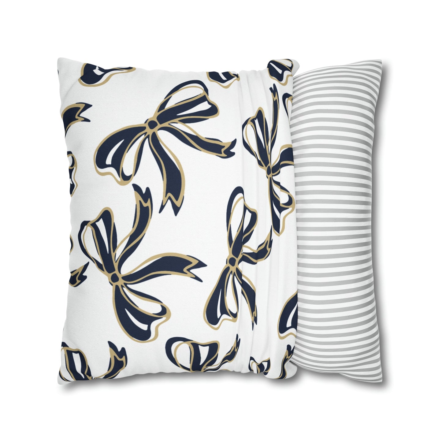Trendy Bow College Pillow Cover - Dorm Pillow, Graduation Gift, Bed Party Gift, Acceptance Gift, College Gift, GW University, Navy & Gold