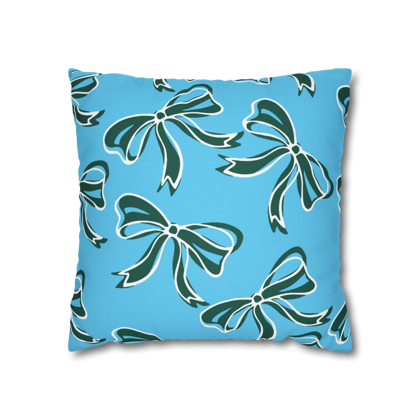 Trendy Bow College Pillow Cover - Dorm Pillow, Graduation Gift, Bed Party Gift, Acceptance Gift, College Gift, Tulane,Roll Wave,Blue & Green