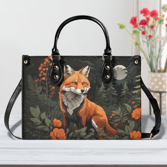 Orange Fox Gray Luxury Womens Vegan Leather Handbag
