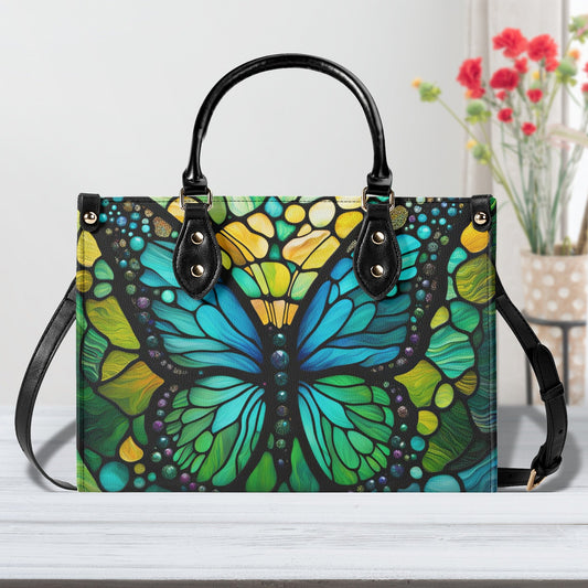 Blue Butterfly Luxury Womens Vegan Leather Handbag