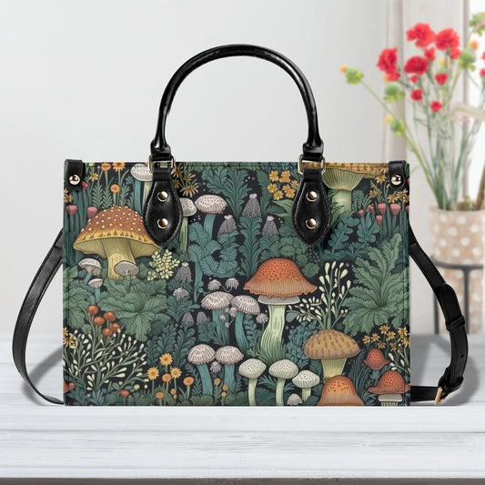 Vintage Style Mushrooms Luxury Womens Vegan Leather Handbag
