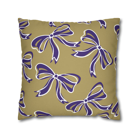 Trendy Bow College Pillow Cover - Dorm Pillow, Graduation Gift, Bed Party Gift, Acceptance Gift, College Gift,  James Madison, JMU Dukes