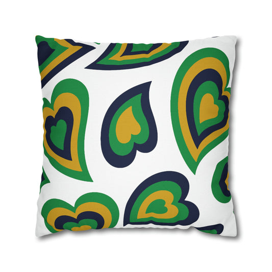 Retro Heart Pillow - Navy Gold & Green, Heart Pillow, Hearts, Valentine's Day, Notre Dame, Bed Party Pillow, Sleepaway Camp Pillow