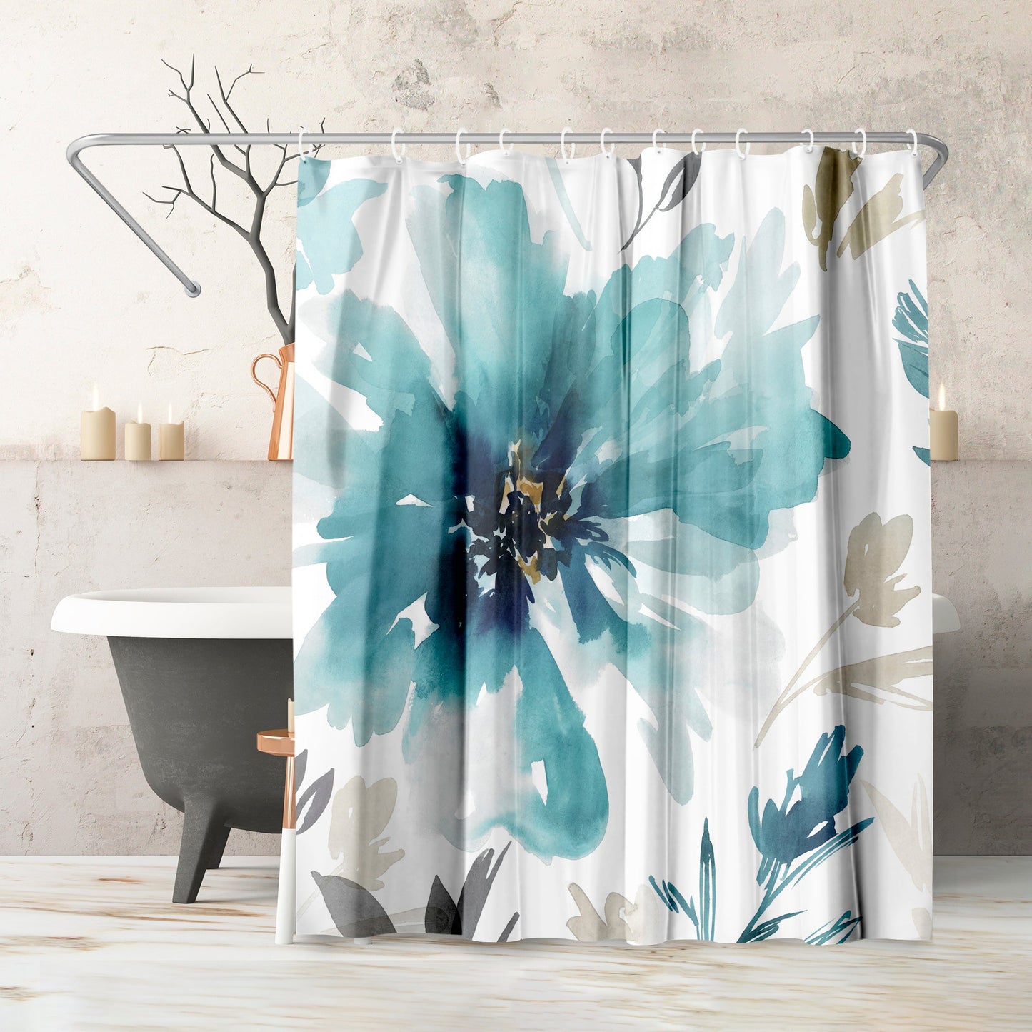 71" x 74" Abstract Shower Curtain with 12 Hooks, Finesse I by PI Creative Art