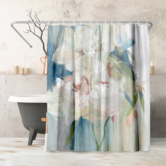 71" x 74" Floral Shower Curtain with 12 Hooks, Blissful Peony I by PI Creative Art