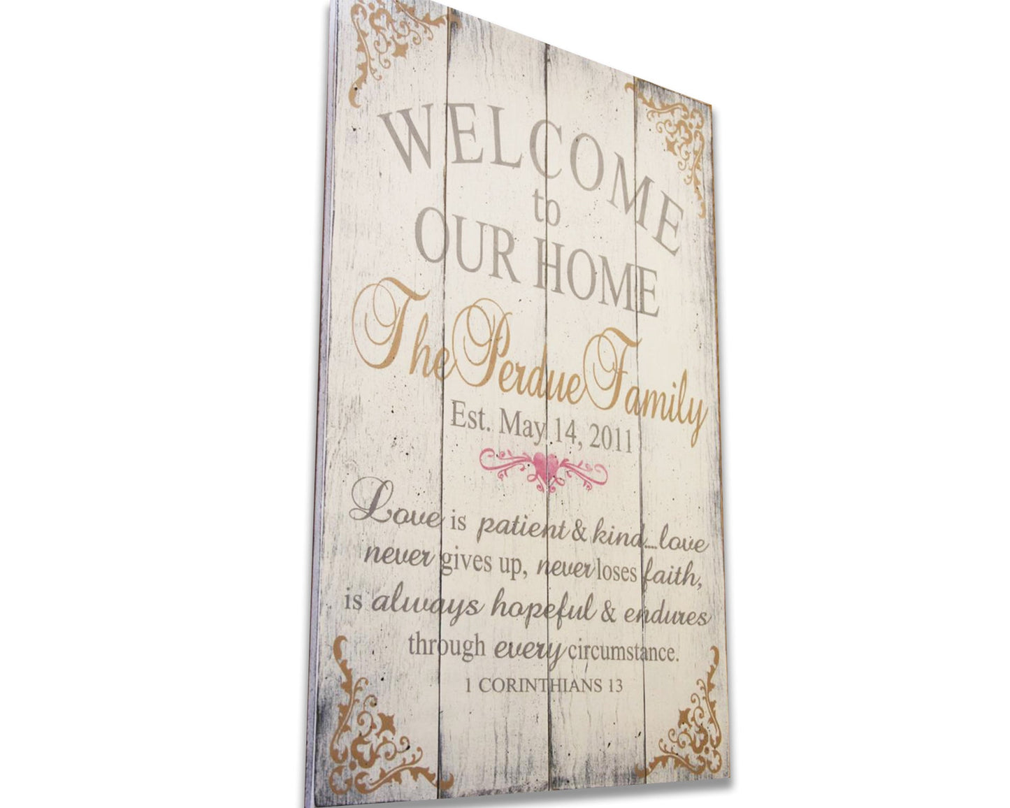 Welcome To Our Home Love Is Patient Personalized Name Sign