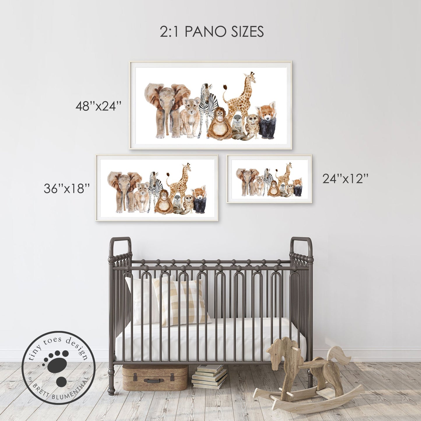 Woodland Baby Animal Group - Panoramic Nursery Decor