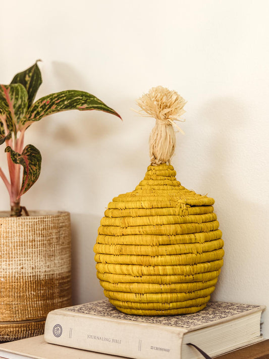 Pom Pom Decorative Woven Basket